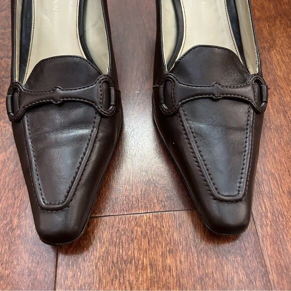 Antonio Melani Brown 90s Style Pointed Square Toes Women's Spool Heels, Size 7 - Picture 5 of 16